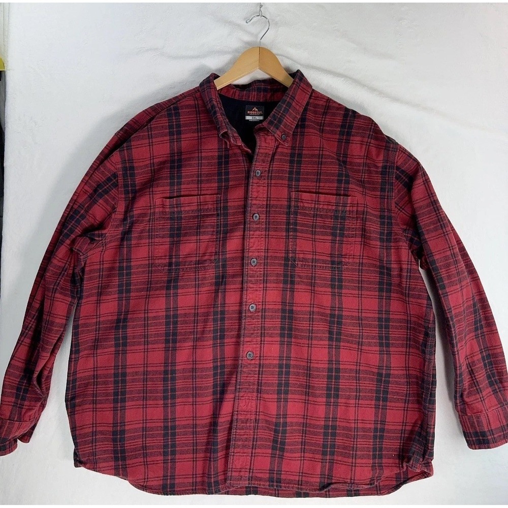 Ridgecut‎ Shirt Mens 3XL Red Plaid Flannel Long Sleeve Button Front Workwear